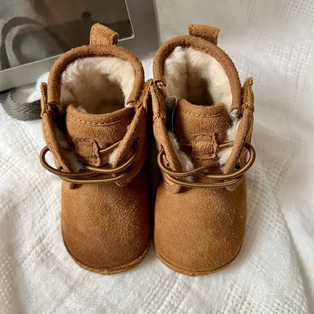 UGG Baby Neumel Chestnut Suede Boots Brown New in Box Size 2/3 6-12 Months